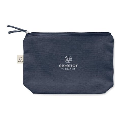Nachhaltiger Werbeartikel Kosmetiktasche 320 g/m² – blau – mit Logo bedruckt
