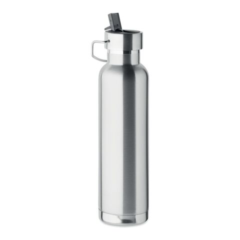 Nachhaltiger Werbeartikel Doppelwandige Flasche 660 ml – transparent grau – mit Logo bedruckt