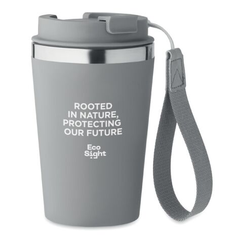 Werbeartikel Doppelwandiger Trinkbecher 350 ml – dunkelgrau – mit Logo bedruckt