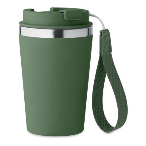 Werbeartikel Doppelwandiger Trinkbecher, Thermobecher 350 ml – dunkelgrün – mit Logo bedruckt