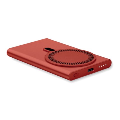 Werbeartikel Powerbank mit Ladestation 15W – bordeaux – mit Logo bedruckt