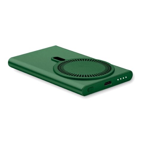 Werbeartikel Powerbank mit Ladestation 15W – dunkelgrün – mit Logo bedruckt