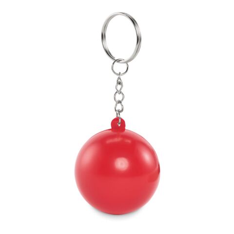 Werbeartikel Schlüsselring in Kugelform aus weichem PU, haptisches Design-Gadget mit 360-Grad-Sichtbarkeit – rot – mit Logo bedruckt
