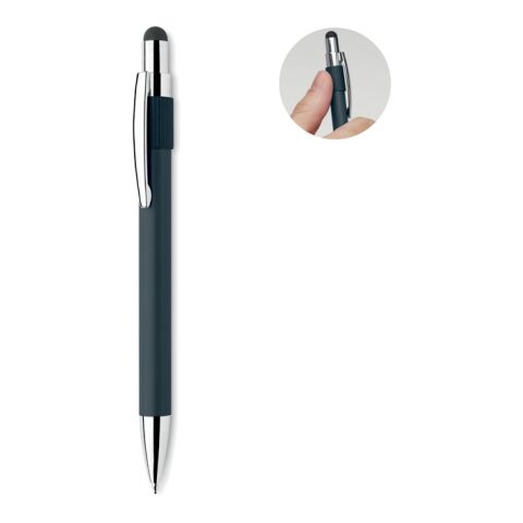 Werbeartikel Druckkugelschreiber mit Stylus – marineblau – mit Logo bedruckt