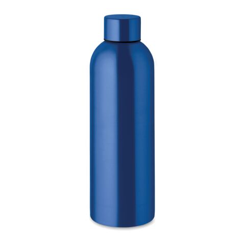 Nachhaltiger Werbeartikel Edelstahl Trinkflasche 750 ml einwandig 90% recycelt auslaufsicher BPA-frei – blau – mit Logo bedruckt