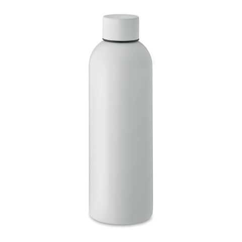 Nachhaltiger Werbeartikel Edelstahl Trinkflasche 750 ml einwandig 90% recycelt auslaufsicher BPA-frei – weiss – mit Logo bedruckt