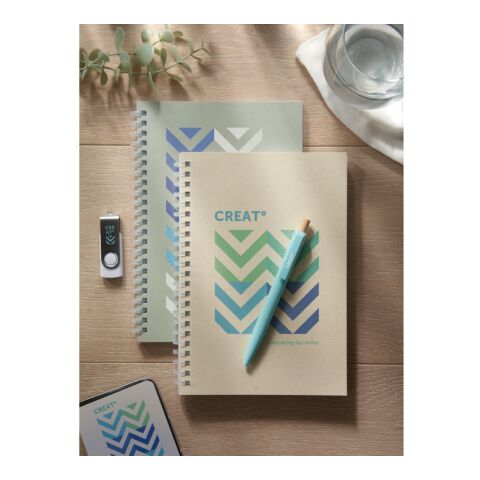 Nachhaltiger Werbeartikel DIN A5 Notizbuch Karton – beige – mit Logo bedruckt