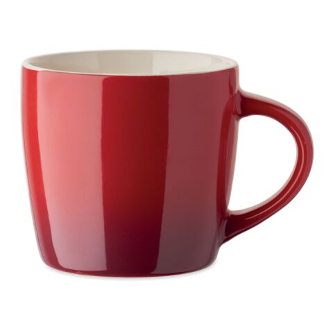 Werbeartikel 300 ml Keramik Kaffeebecher mit saisonalem Dekor inkl. passender Geschenkbox – rot – mit Logo bedruckt