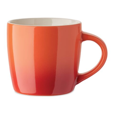 Werbeartikel 300 ml Keramik Kaffeebecher mit saisonalem Dekor inkl. passender Geschenkbox – orange – mit Logo bedruckt