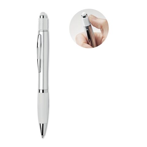 Werbeartikel Druckkugelschreiber mit Stylus – weiss – mit Logo bedruckt