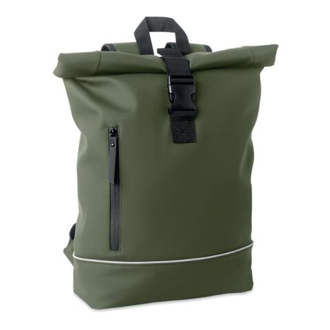 Werbeartikel 15" Rolltop-Laptop-Rucksack – dunkelgrün – mit Logo bedruckt