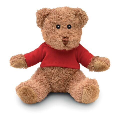 Werbeartikel Teddybär mit T-Shirt – rot – mit Logo bedruckt