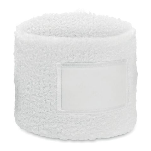 Werbeartikel Schweissarmband Polycotton – weiss – mit Logo bedruckt