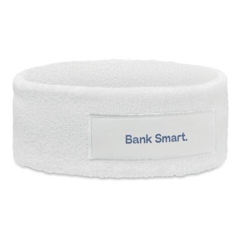 Werbeartikel Stirnband Polycotton – weiss – mit Logo bedruckt