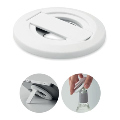 Werbeartikel Phonehalter mit Kapselheber – weiss – mit Logo bedruckt