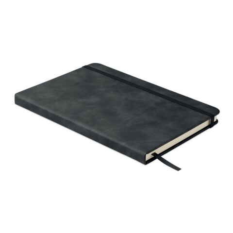 Nachhaltiger Werbeartikel DIN A5 Smokey Notizbuch PU – schwarz – mit Logo bedruckt