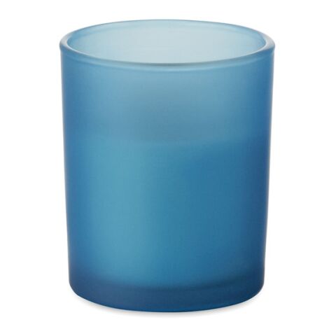 Werbeartikel Kerze aus Pflanzenwachs 80 g – blau – mit Logo bedruckt