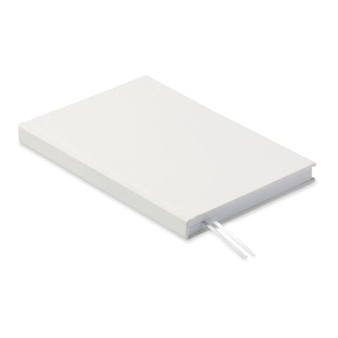 Nachhaltiger Werbeartikel DIN A5 Notizbuch rec. Material – weiss – mit Logo bedruckt
