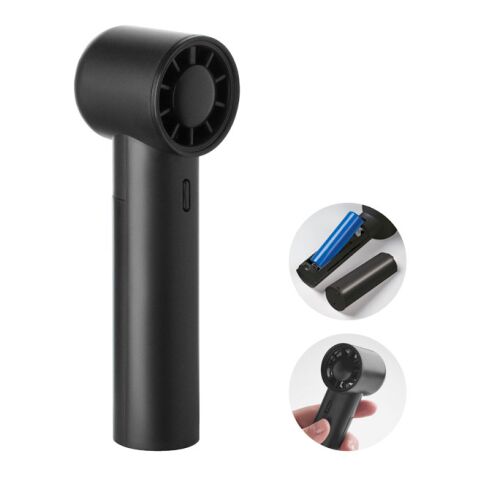 Werbeartikel Mini-Handventilator – schwarz – mit Logo bedruckt