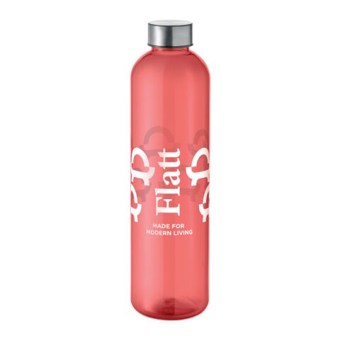 Werbeartikel Trinkflasche RPET 1000 ml – transparent rot – mit Logo bedruckt