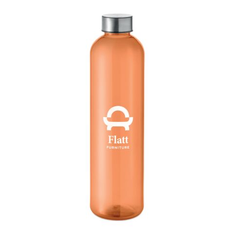 Werbeartikel Trinkflasche RPET 1000 ml – transparent orange – mit Logo bedruckt