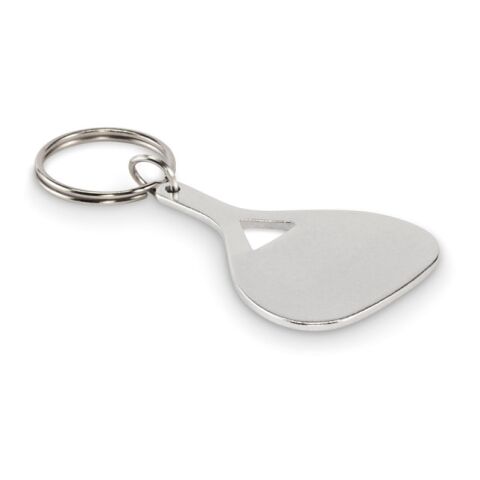 Werbeartikel Schlüsselanhänger Paddel aus recyceltem Aluminium, maritimes Design für Sport & Outdoor – transparent grau – mit Logo bedruckt