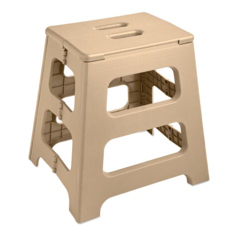 Werbeartikel Tragbarer, klappbarer Hocker – beige – mit Logo bedruckt