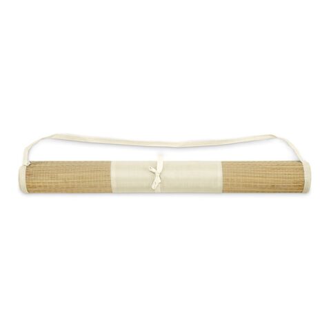 Nachhaltiger Werbeartikel Strandmatte aus Stroh – beige – mit Logo bedruckt