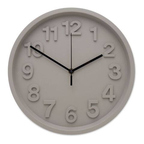 Werbeartikel Wanduhr aus PP – grau – mit Logo bedruckt