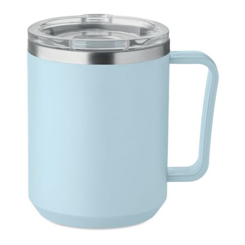 Werbeartikel Doppelwandiger Becher 400ml – himmelblau – mit Logo bedruckt