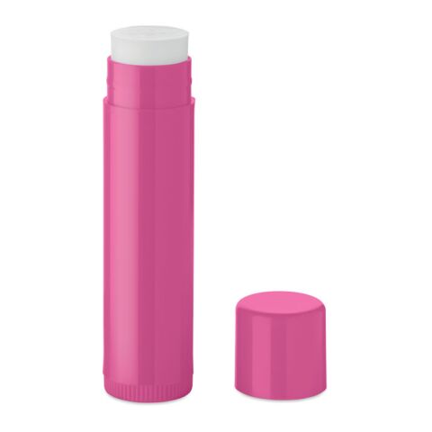 Werbeartikel Veganer Lippenbalsam – fuchsia – mit Logo bedruckt
