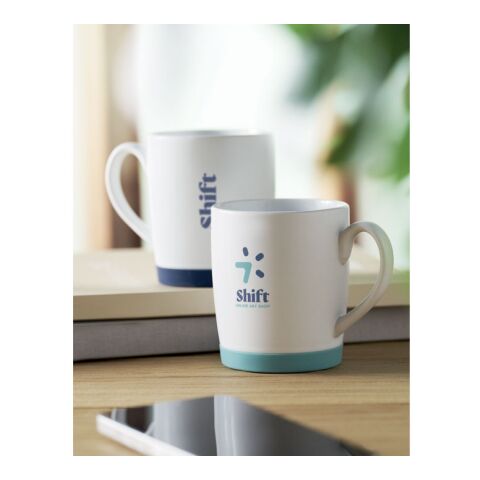 Werbeartikel Keramikbecher 300 ml – petrol – mit Logo bedruckt