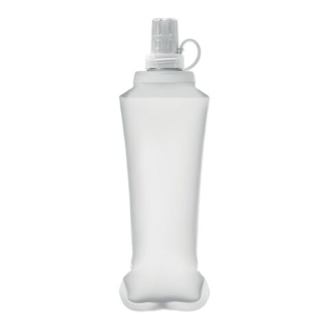 Werbeartikel Faltbare Wasserflasche 500 ml – transparent weiss – mit Logo bedruckt
