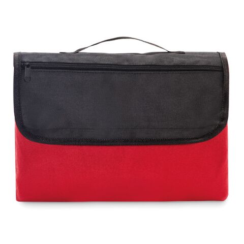 Werbeartikel Picknickdecke RPET-Fleece – rot – mit Logo bedruckt