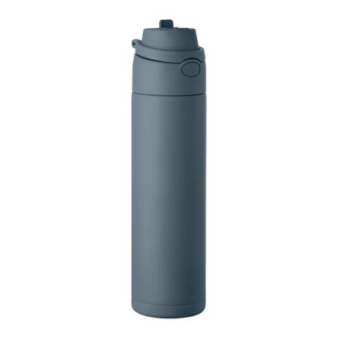 Nachhaltiger Werbeartikel Edelstahl Trinkflasche 750 ml einwandig 90% recycelt auslaufsicher BPA-frei – petrol – mit Logo bedruckt