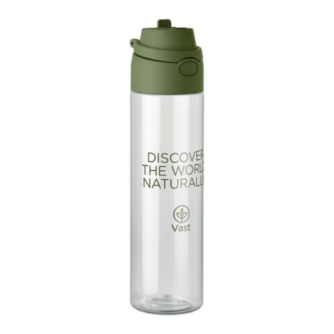 Werbeartikel 750 ml Trinkflasche aus recyceltem RPET nachhaltig & leicht mit Schraubverschluss – dunkelgrün – mit Logo bedruckt