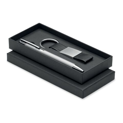 Werbeartikel Geschenkset 2-teilig – silber – mit Logo bedruckt