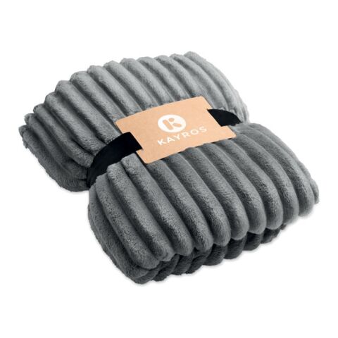 Werbeartikel RPET-Fleece-Decke – dunkelgrau – mit Logo bedruckt