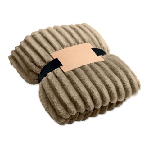 Werbeartikel RPET-Fleece-Decke – khaki – mit Logo bedruckt
