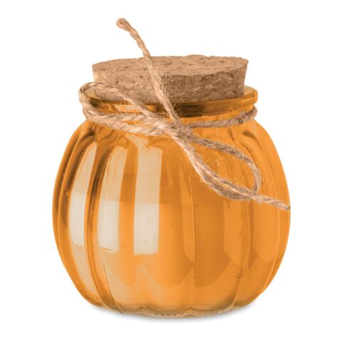 Werbeartikel Kerze aus Pflanzenwachs – orange – mit Logo bedruckt