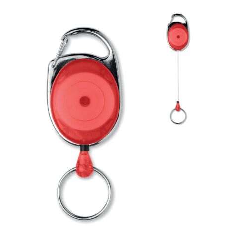 Werbeartikel Einziehbarer Ausweishalter – rot – mit Logo bedruckt