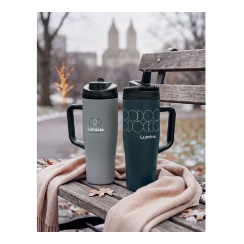 Werbeartikel Doppelwandiger Becher 900ml – grau – mit Logo bedruckt