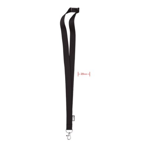 Werbeartikel Lanyard Schlüsselband 20mm RPET nachhaltig inkl. Metallkarabiner & Panikverschluss ideal für Messen – schwarz – mit Logo bedruckt