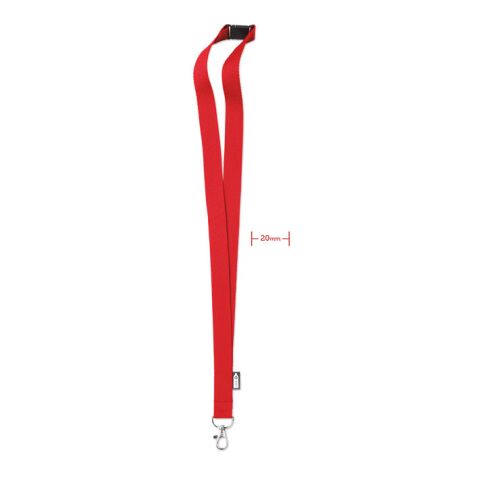 Werbeartikel Lanyard Schlüsselband 20mm RPET nachhaltig inkl. Metallkarabiner & Panikverschluss ideal für Messen – rot – mit Logo bedruckt