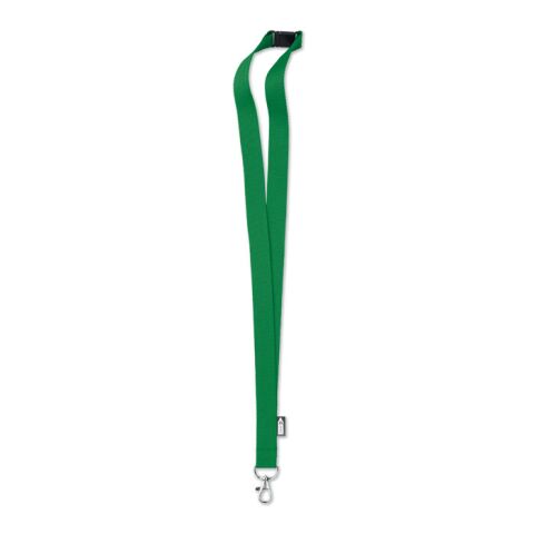 Werbeartikel Lanyard Schlüsselband 20mm RPET nachhaltig inkl. Metallkarabiner & Panikverschluss ideal für Messen – grün – mit Logo bedruckt