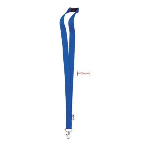 Werbeartikel Lanyard Schlüsselband 20mm RPET nachhaltig inkl. Metallkarabiner & Panikverschluss ideal für Messen – königsblau – mit Logo bedruckt