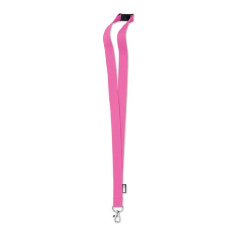 Werbeartikel Lanyard Schlüsselband 20mm RPET nachhaltig inkl. Metallkarabiner & Panikverschluss ideal für Messen – fuchsia – mit Logo bedruckt