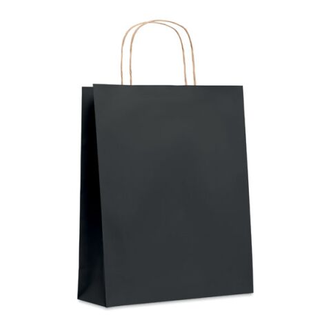 Nachhaltiger Werbeartikel Papiertüte, medium 90 g/m² – schwarz – mit Logo bedruckt