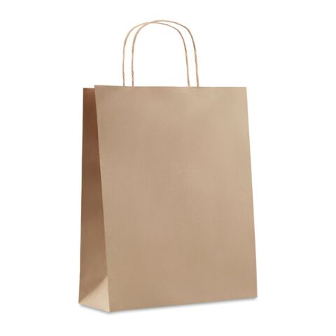 Nachhaltiger Werbeartikel Papiertüte, medium 90 g/m² – beige – mit Logo bedruckt
