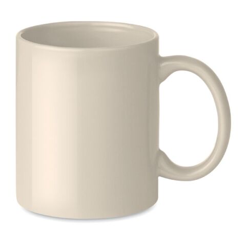 Werbeartikel Keramik Kaffeebecher – beige – mit Logo bedruckt